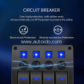 WATERPROOF 4 GANG BLUE LED ROCKER SWITCH PANEL